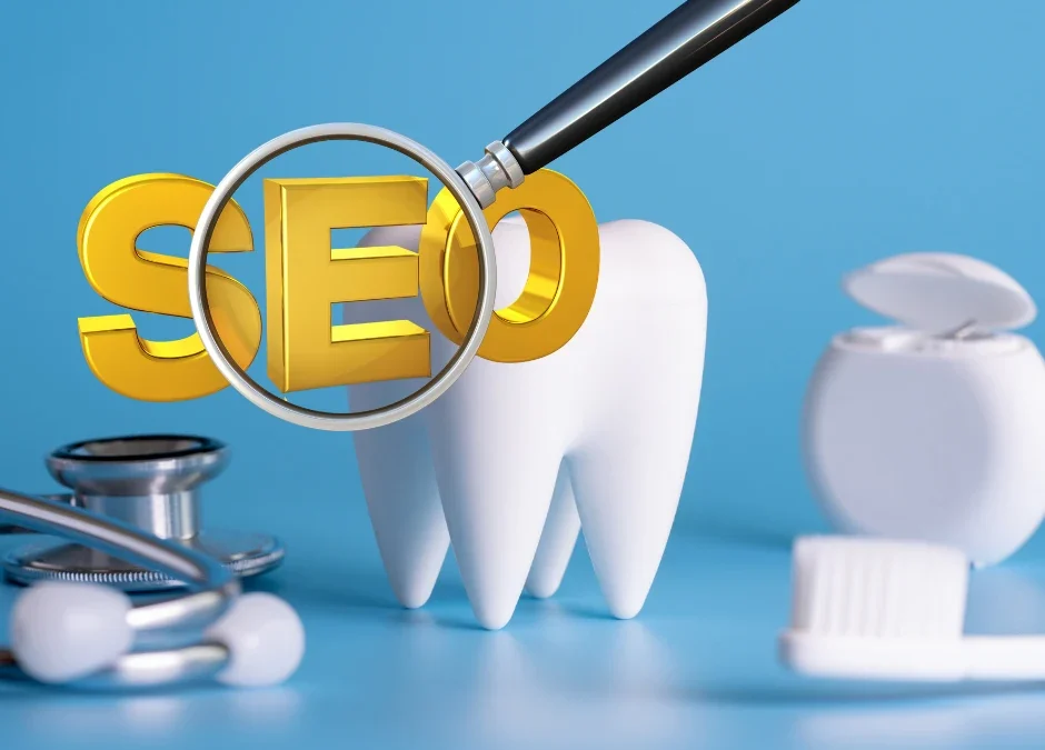 SEO for dental clinics with tooth and dental tools